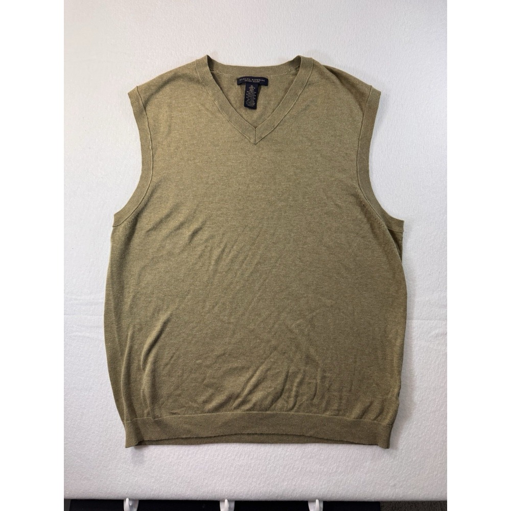 Banana Republic Luxury Blend Men VNeck Sweater Vest XL Olive Green Silk Cashmere